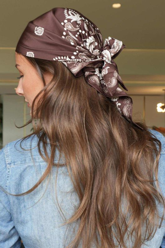 Bandana Triangle Silk Neckerchief Brown